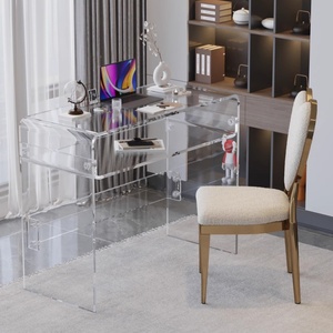 Table d'appoint moderne contractée en acrylique à grains transparents Table basse à la mode Table à thé ondulée à l'eau pour l'étude du bureau à domicile - Product Image 5