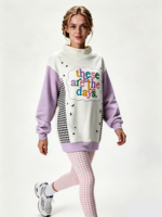 Sweat-shirt à col montant pour femme, style streetwear, longueur allongée, avec logo brodé personnalisé, hauts décontractés