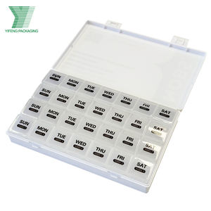 Venta al por mayor de plástico PP bloqueable semanal 4X7 días 28 compartimentos vitamina Pastillero con pastillero caja de almacenamiento mensual de la píldora - Product Image 1