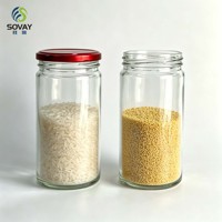 Botol Kaca Silinder Tinggi Transparan 450ml, Wadah Kaca Food-Grade untuk Sirup, Acar, Penggunaan Rumah Tangga dan Pabrik