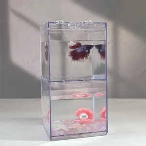 Relaxlines acryl aquarium stapelbar kasse büro heimtisch verwenden mini aquarium aquarium