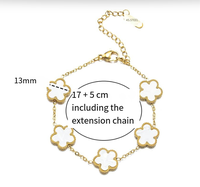 Pulsera con Colgante de Flor de Cinco Pétalos Multicolor, Hecha de Acero Inoxidable 18K, para Decoración y Regalos