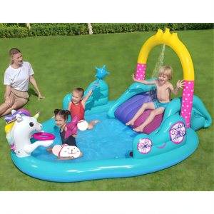 <b>Inflatable</b> Unicorn <b>Water</b> Play Center, Kids Backyard Splash Pad with <b>Slide</b> & Sprinkler, Outdoor Swimming Pool Toy for Toddlers - Product Image 6