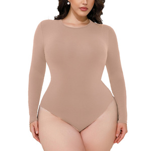 Body sculptant pour femme à manches longues, double couche, très élastique, ajusté, effet ventre plat, pour le sport et le yoga - Product Image 4