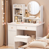 Chaise moderne en verre pour chambre à coucher de fille Coiffeuse de salle de maquillage avec miroir à led et tiroir lumineux Coiffeuse pour chambre à coucher