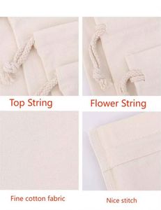 New Small <b>Bag</b> With Strings for Small Businesses Custom Organic Canvas Cotton White Mini Lightweight Gift <b>Bags</b> With Logo - Product Image 2