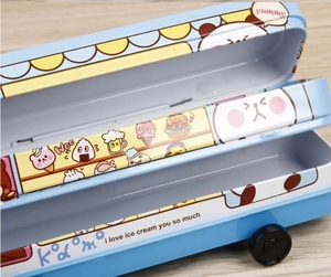 Trẻ em hai lớp Train thiết kế kim loại thiếc bút chì bút trường hợp bìa hộp - Product Image 4