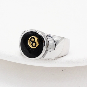 2025 Hot New Style New Men's Titanium Steel <strong>Ring</strong> Billiards Number <strong>8</strong> Blank <strong>Ball</strong> <strong>Ring</strong> - Product Image 4