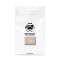 Sachet d'emballage de café personnalisé en papier kraft imprimé avec fente pour carte et fermeture éclair refermable