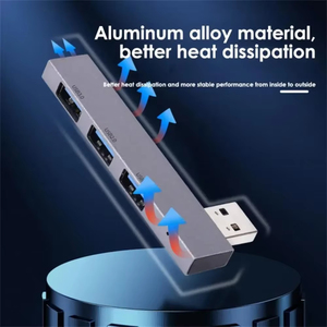 Jumon <b>USB</b> <b>Hub</b> 3 Port <b>USB</b> 3.0 Adapter 4 IN 1 Portable Mini Docking Stations Ultra-Slim 5Gbps/480Mbps High Speed Multi <b>USB</b>-C - Product Image 3