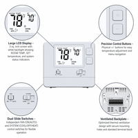 Thermostat numérique multi-étages 24VAC 2 chaud 2 froid 2H2C non programmable pour système de climatisation centralisée et pompe à chaleur