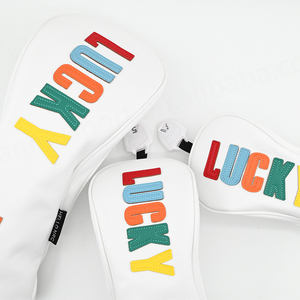 ที่คลุมหัวไม้กอล์ฟหนัง PU แพตช์ไม้กอล์ฟไม้แฟร์เวย์ฝาครอบหัวไม้กอล์ฟสีขาวนำโชคดีไซน์ใหม่ - Product Image 2