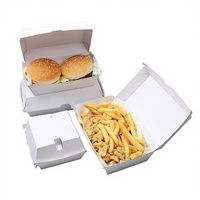 Boîtes d'emballage jetables écologiques personnalisées imprimées en offset pour hamburgers et poulet frit à emporter