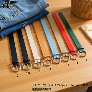 Cintura in Pelle PU con Fibbia a Serpente 3Cm Moda Casual per Uomo e Donna - Product Image 3