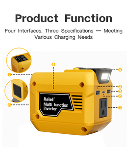 Alimentation d'urgence extérieure DC18V 20V vers AC 110V 250W Qc3.0 Usb Pd3.0 Chargeur inverseur multifonctionnel pour outils électriques <span class=keywords><strong>Dewalt</strong></span> - Product Image 6