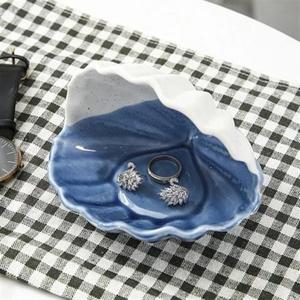 Style <span class=keywords><strong>nordique</strong></span> en céramique sirène coquille stockage décor plaque ensemble bleu ciel en céramique bijoux boîte de rangement assiettes support - Product Image 6