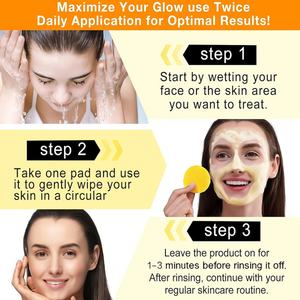 Venta al por Mayor de Fábrica, 50 Unidades de Discos de Limpieza Faciales con Ácido Kójico y Cúrcuma para Reducir Poros - Product Image 4