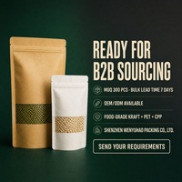Sachet Doypack de Luxe Écologique en Papier Kraft avec Fenêtre Transparente, Qualité Alimentaire, Fermeture Zip Refermable pour Thé, Café, Noix, Céréales, OEM