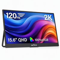 Moniteur portable 15,6 pouces QHD 120Hz, écran IPS HDR à faible lumière bleue pour la protection des yeux, panneau d'extension USB-C pour le travail et la conception professionnelle