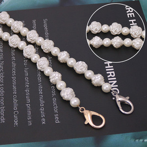 공장 맞춤형 진주 지갑 체인 교체 가방 스트랩 금속 어깨 체인 모조 진주 핸드백 체인 액세서리 - Product Image 4