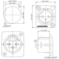 Prise mâle XLR 3 broches sur châssis métallique de type D pour microphone, table de mixage audio, amplificateur, haut-parleur, enregistrement sonore en direct et studio