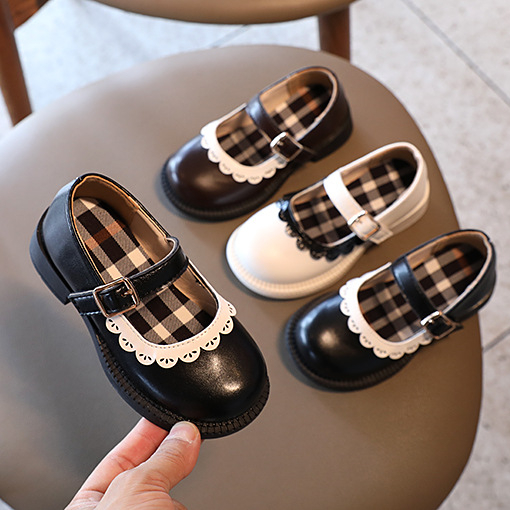 2021 spring and autumn new children Mary Jane shoes fashion cute girls shoes lace soft bottom increased small leather shoes