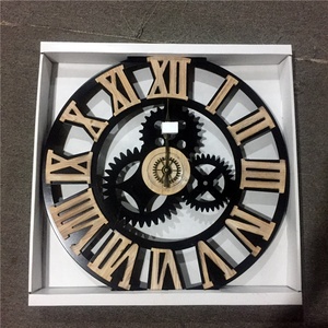 <span class=keywords><strong>Orologio</strong></span> da <span class=keywords><strong>Parete</strong></span> Industriale Fai-da-Te con Cornice in Metallo Nero e <span class=keywords><strong>Ingranaggi</strong></span> Decorativi, Numeri Romani in Legno 3D in Rilievo - Product Image 6