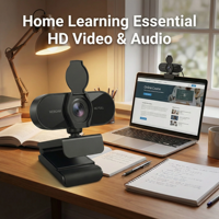 Kamera Web PC HD 1080P dengan Mikrofon Penutup Webcam Melingkar untuk Perlindungan Privasi Webcam USB Plug and Play