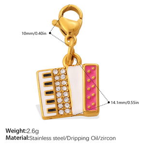 Colgantes pequeños de joyería chapados en oro de 18K con retención de color, con diseños de Castillo de dibujos animados, Cámara y Planeta, con cierre de langosta, para DIY de collares y pulseras - Product Image 6