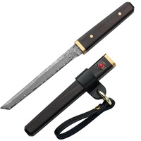 Couteau de camping en acier Damas avec fourreau en ébène, lame de 10 cm, portable, haute dureté, tranchant, forgé à la main, Yangjiang Guangdong