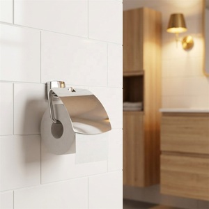 Porte-papier toilette mural en alliage de zinc avec couvercle et porte-mouchoirs, design moderne, longueur 35 cm - Product Image 3