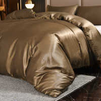 Parure de lit de luxe en satin microfibre polyester de qualité supérieure, ensemble de draps et housse de couette en satin, vente en gros d'usine