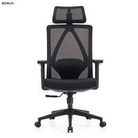 Chaise de bureau ergonomique en tissu, avec accoudoirs 3D en PU, réglage de la hauteur et pivotante, pour atelier et bureau (vente en gros)