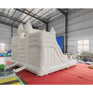 บ้านลมเป่าลมพีวีซีสีขาวสำหรับงานปาร์ตี้และงานแต่งงาน พร้อมสไลเดอร์คู่และบ่อบอลสีขาว สำหรับเด็กเล็ก - Product Image 3