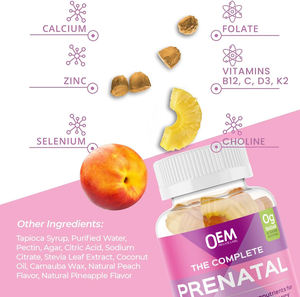 กัมมี่สับปะรดปรุงแต่งรสพีชพร้อมแคลเซียมวิตามิน K2วิตามิน B12ก่อนคลอด - Product Image 5