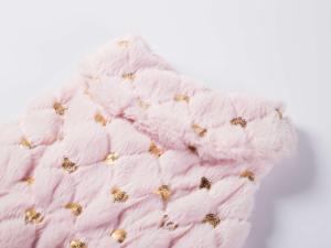 Gilet d'hiver haut de gamme en fausse fourrure pour chien - Manteau rose en peluche pour chiot avec <span class=keywords><strong>sequins</strong></span> en forme de cœur doré et doublure en satin pour petits chiens et chats - Product Image 3