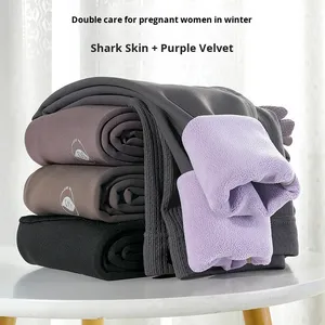 Winter Fashion Outerwear Maternity Pants Thickened Fleece Sharkskin Leggings High Elasticity Seamless Belly Support Warm - Product Image 2