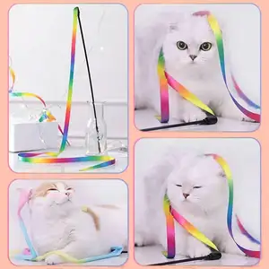 Cat Interactive Toy Rainbow Ribbon Cat Funny Stick Color Matching Cat Funny Stick Spot Wholesale