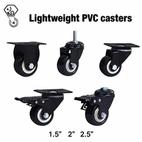 Roulettes pivotantes en PVC noires et orange de 1,5, 2, 2,5, 3 pouces (40 mm, 50 mm) avec tige de fixation