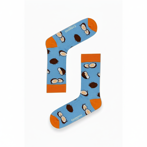 Calcetines Unisex Azules de Coco para Verano, Coloridos, Transpirables, de Nailon con Bordado y Estampado de Lazo, Talla Única, Hasta la Rodilla, para Uso Diario, 36-44 - Product Image 2