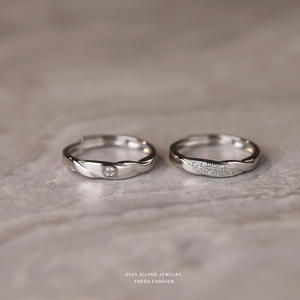 Anillos irregulares de Plata de Ley 925 para pareja, joyería fina de compromiso para boda, novedad en venta al por mayor - Product Image 2