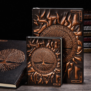 Carnet en cuir style bibliothèque vintage américain, motif Arbre de Vie en relief 3D, format A5, pour journal intime spirituel, carnet de voyage, idée cadeau - Product Image 2
