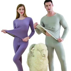 Mùa Đông Cộng Với Kích Thước Dày Thermals Tops Quần Bộ Nước Nóng Lông Cừu Lót Mens Merino Len Dài Johns Nhiệt Quần Áo Đồ Lót