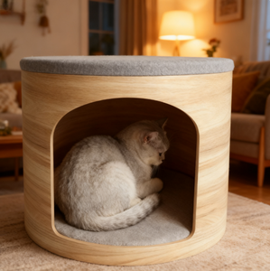 Katı ahşap çevre dostu çift amaçlı Pet Villa yuva entegre oturma özelliği kedi veya köpek yuva - Product Image 1