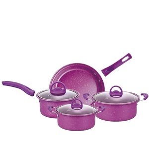 Juego de Utensilios de Cocina Completo de 13 Piezas de Hierro Ecológico Lovfe con Tapa de Vidrio, Olla de Cocina de Inducción Púrpura No Tóxica - Product Image 1