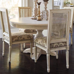 <span class=keywords><strong>Tavolo</strong></span> da Pranzo Rotondo in <span class=keywords><strong>Legno</strong></span> Massello Stile Country Americano, Finitura Bianca Anticata, Vendita Diretta dalla Fabbrica - Product Image 4