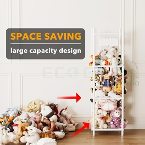 White Kids Wooden Display <b>Racks</b> Stuffed Zoo Animal Plush Toy Organizer Holder Storage Shelf - Product Image 4