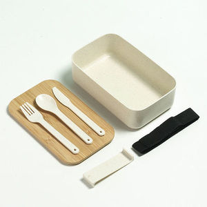 BPA Free Máy Rửa Chén An Toàn Tre Nắp Lúa Mì Rơm Nhựa Bento Trưa <span class=keywords><strong>Box</strong></span> Container Thực Phẩm - Product Image 4