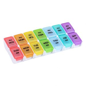 กล่องยาแบบรายสัปดาห์ 14 ช่อง แยกสี สำหรับใส่ยาเช้าและเย็น ขายดี - Product Image 1