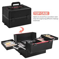 Trousse de maquillage professionnelle 4 en 1 Trousse de maquillage en aluminium Trousse de maquillage à roulettes Extra Large Trolley Makeup Travel Organizer